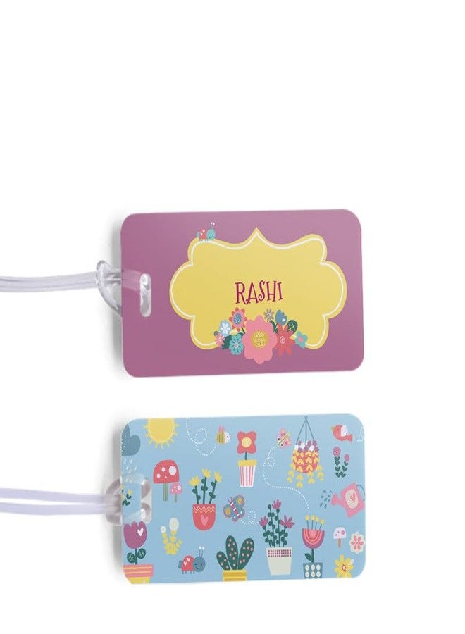 Zooboo Personalized Luggage Tag with Kid's Name, Silicon Strap Tags for Bags and Suitcase, Best Birthday Return Gift for Kids with Enchanted Garden Theme - Image 1